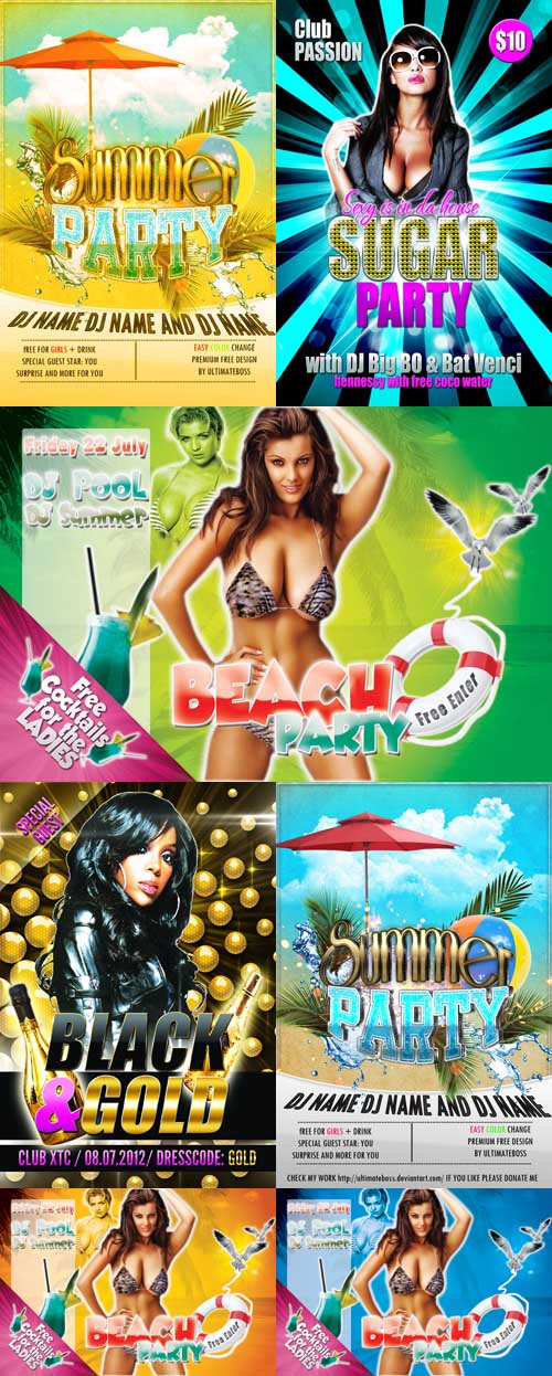 Summer Beach Party Flyer Template Psd Pack for Photoshop