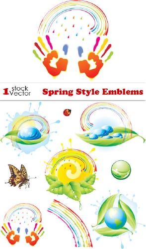 Spring Style Emblems Vector