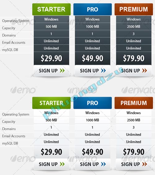 Web Hosting Modern Pricing Table