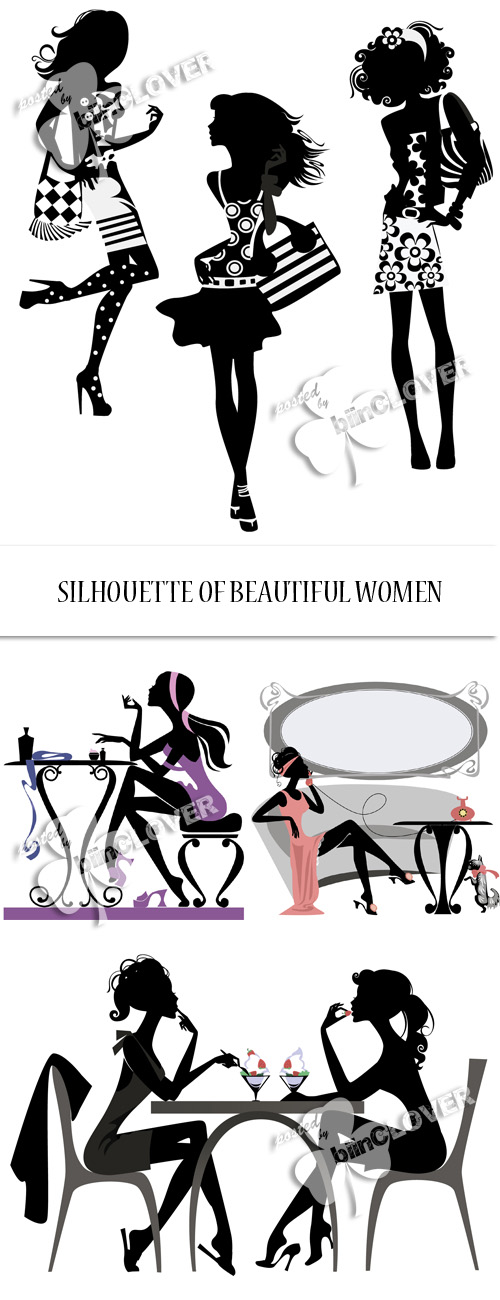 Silhouette of beautiful women 0126