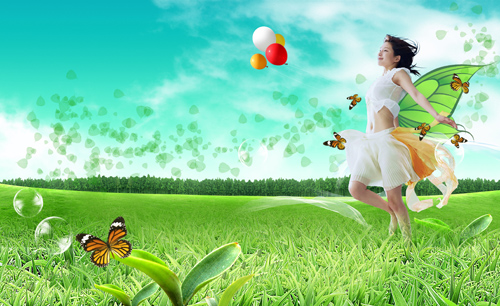 Spring Green Psd Template for Photoshop