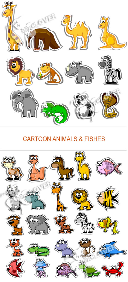 Cartoon animals and fishes 0131
