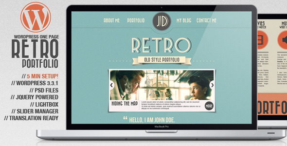 ThemeForest Retro Portfolio - One Page Vintage Wordpress Theme