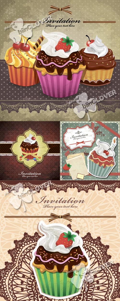 Vintage greeting card with cakes 0133
