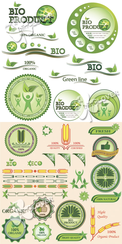 Set of green eco labels 0137