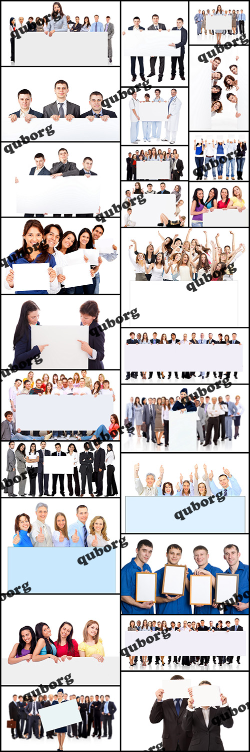 Stock Photos - Group of People with a Banner