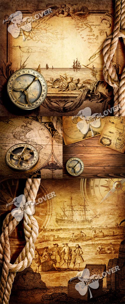 Old compass and vintage maps 0396