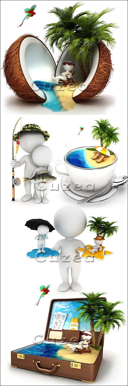 3   / 3d white people travel on the world - Stock photo