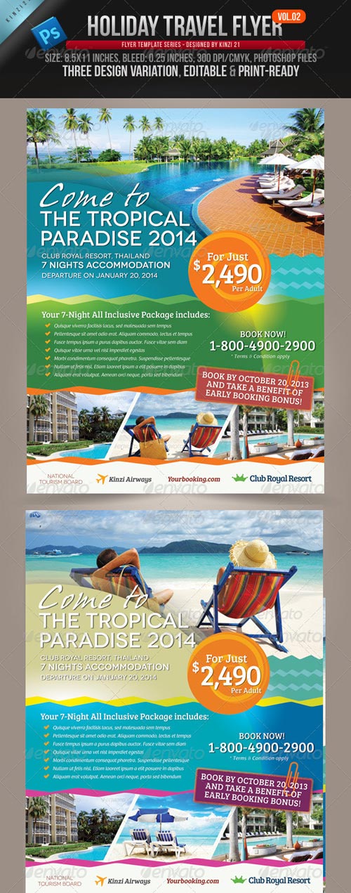 Holiday Travel Flyer Vol.02 - GraphicRiver. PSD