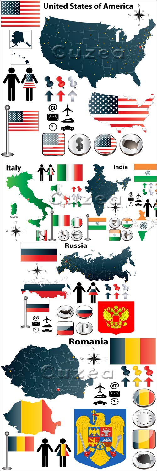     ,  1/ Flags and symbols of the different countries - vector stock