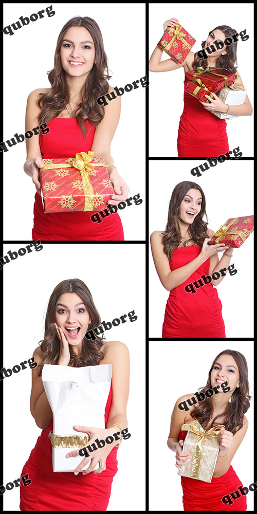 Stock Photos - Happy Woman with Gift