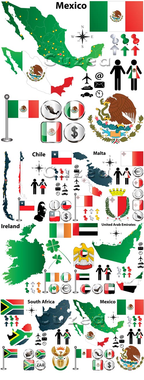    ,  3| Flags and symbols of the different countries, part 3 - vector stock