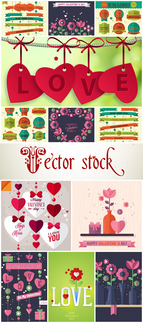 Vector collection for Valentines Day, 14 February, part 22