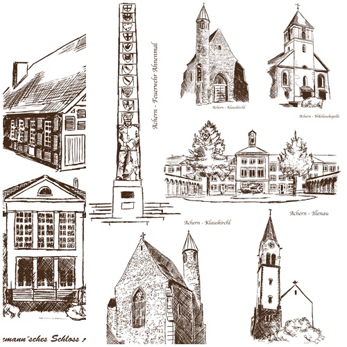 Historical architecture monuments - vector stock