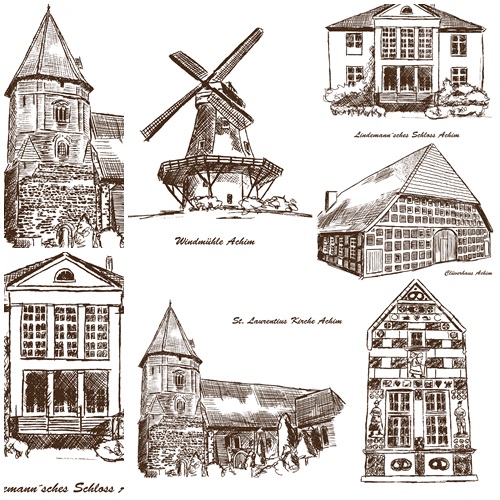 Historical architecture monuments - vector stock