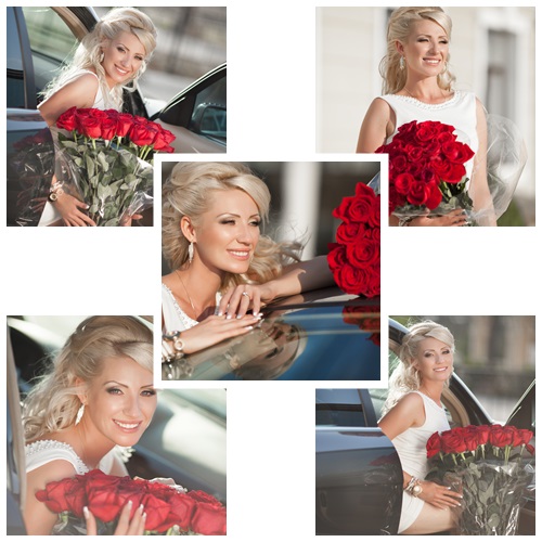 Bride with red roses - stock photo