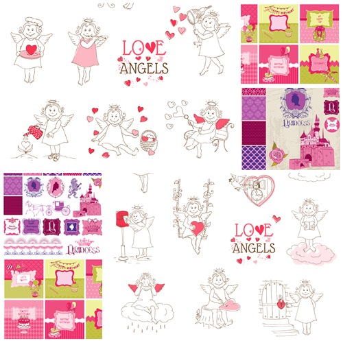 Vector angels and holiday elements - vector stock