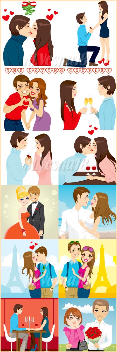  ,   / The loving couples, vector clipart