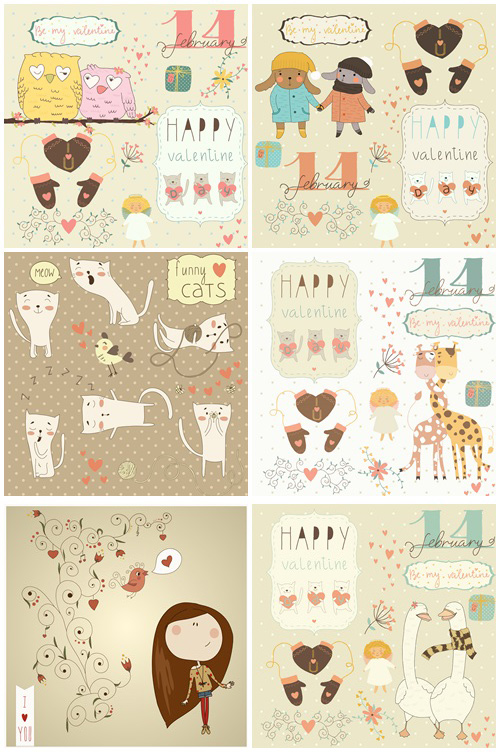 Vector collection for Valentines Day, 14 February, part 37