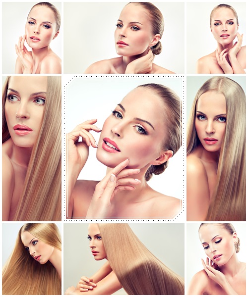 Pretty girl with blond long hair - stock photo