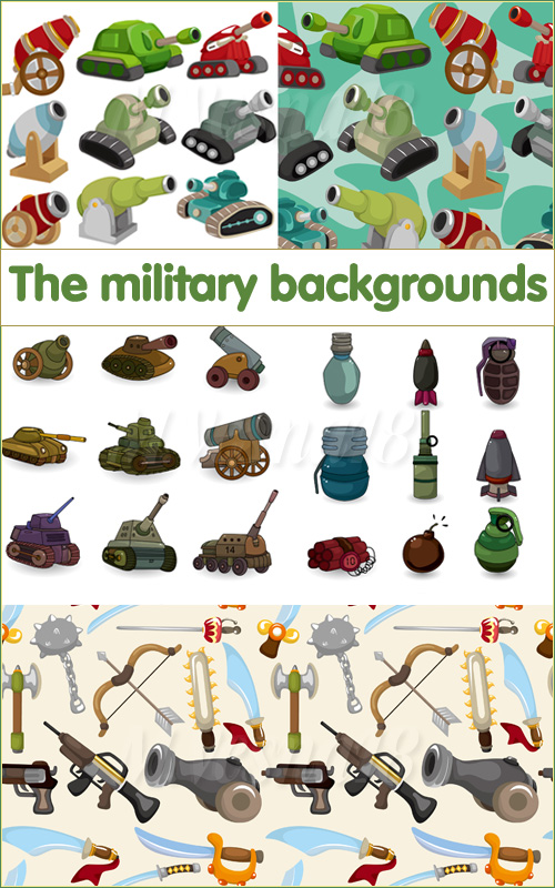       ,   / Hand-drawn backgrounds and elements on the theme of war, vector clipart