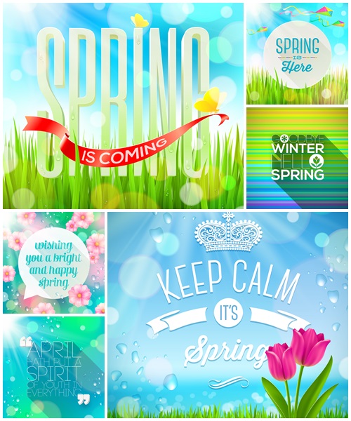 Spring vector backgrounds with inscriptions - vector stock