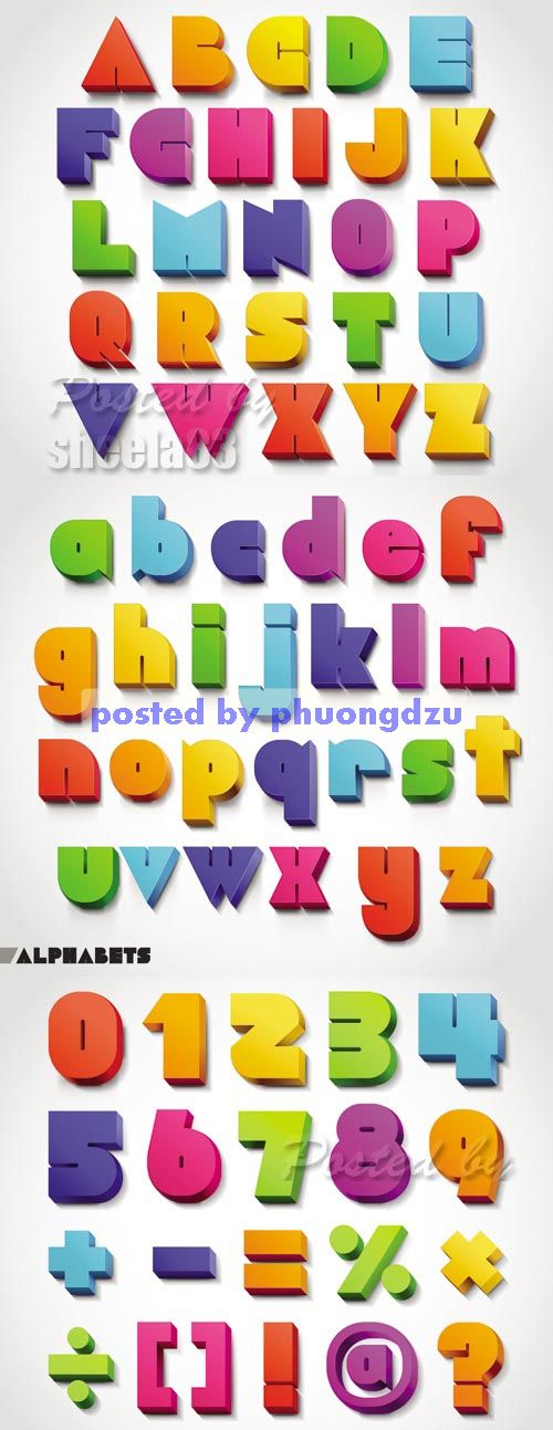 3D Color Alphabet Vector 01