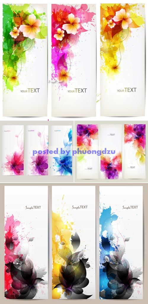 Abstract Flowers Banners Vector 4