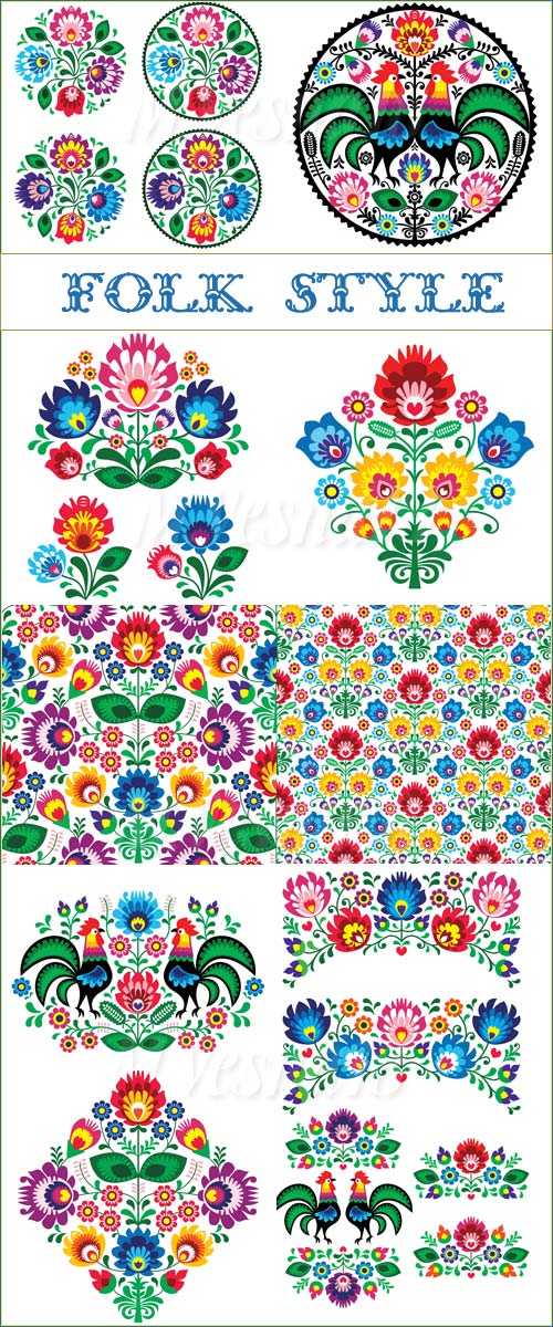    ,   / The ornaments in a folk style, vector clipart