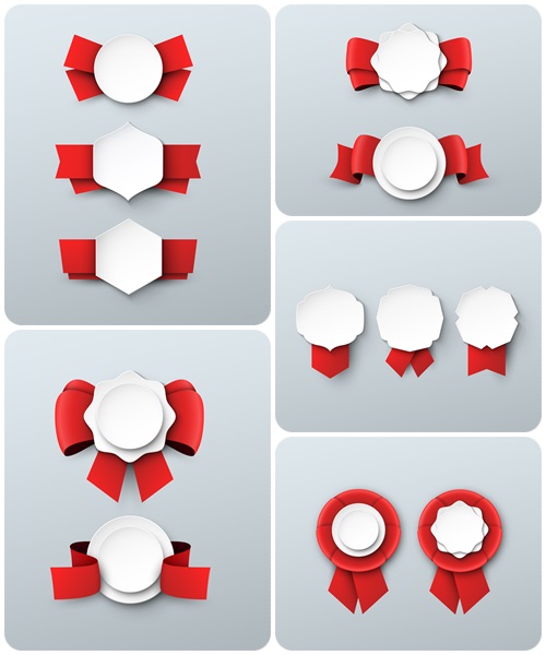 Stickers with red ribbon  - vector stock