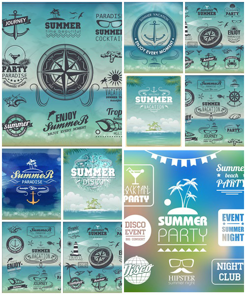 Summer labels and backgrounds  - vector stock