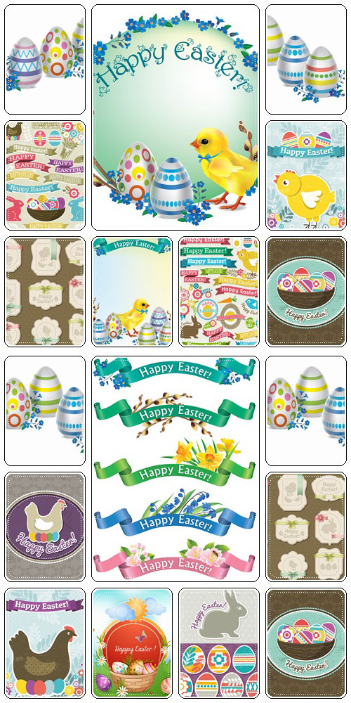 Set of spring and easter elements, part 24  - vector stock