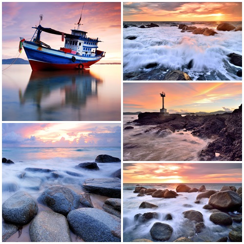 Seascapes and stones - stock photo