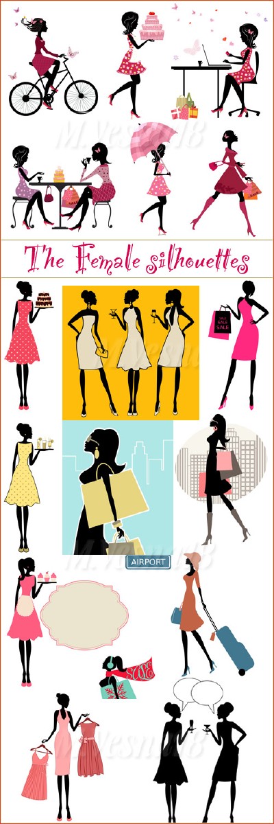  ,  / The female silhouettes, images stock vector
