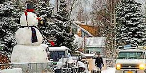 Прошлогодний снеговик-гигант на Аляске дал жизнь новому снеговику