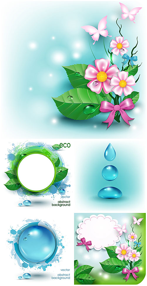      ,  / Eco background with flowers and butterflies, vector
