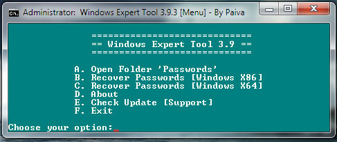 Windows Expert Tool 4.0 (x86/x64)  -  Recover all Passwords in Windows OS