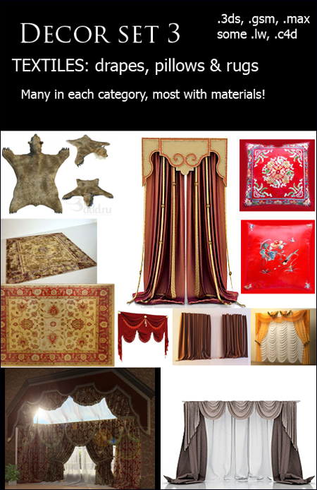 Decor Set 3: Textiles - drapes, pillows & rugs